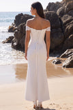Robe de mariée Maxi sirène blanche à épaules dénudées avec dentelle