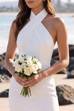Robe de mariée mini nuu en tulle à fourreau blanc