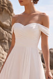 Robe de mariée midi blanche en chiffon en mousseline décollée