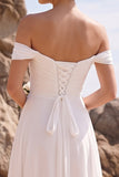 Robe de mariée midi blanche en chiffon en mousseline décollée