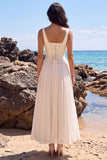 Robe de mariée midi en chiffon plissé en mousseline en V à cheval blanc A-Line Sweetheart