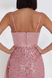 Robe cocktail courte à bretelles courtes corset corset bodycon, avec sequins