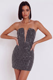 Robe cocktail courte courte en tulle bodycon bodycon sans bretelles