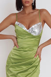 Robe cocktail courte sans bretelles Sage Bodycon Dusty Bodycon avec paillettes