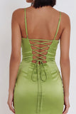 Robe cocktail courte sans bretelles Sage Bodycon Dusty Bodycon avec paillettes