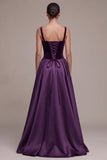 Robe Maxi en velours en satin à col carré ligne A à col carré plume