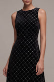 Robe noire en velours Maxi à col rond à col rond