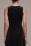 Robe noire en velours Maxi à col rond à col rond