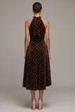 Robe en velours A-line High-Low Coffee Twiner avec perles
