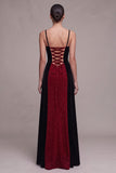 Robe en velut maxi, paillettes, brides fines à brides fourreau rouges et noires, paillettes,