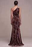 Robe en velours maxi, en velours marron prune à fleurs, fête latérale