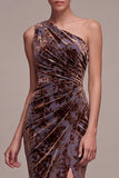 Robe en velours maxi, en velours marron prune à fleurs, fête latérale