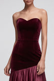 Robe Maxi Velvet plissé en satin satin bordeaux Bourgogne