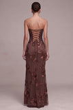 Corset café Fourreau Anneau Fleuri Sans Cercles Robe Maxi Formelle