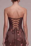 Corset café Fourreau Anneau Fleuri Sans Cercles Robe Maxi Formelle