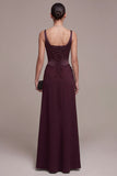 Corset bordeaux fourreau à col carré et froncé Maxi robe formelle avec dentelle