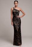 Robe de cérémonie maxi en satin imprimé à fourreau noir à fourreau noir