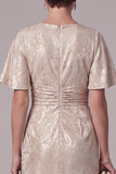 Robe de maxi, maxi, madaine de la mariée à fourreau champagne, manches froncées et strass