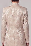 Champagne en doute pièces, fourreau rond, jaququard long à col rond, robe de mère de la mariée avec veste