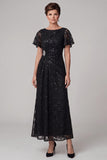 Robe midi Mother of the Bride Man By à col bateau noire à col A et froncés