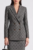 Robe de travail à pois, boutonnage à pois, simple boutonnage, longueur genou,