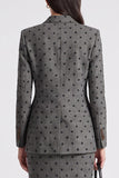 Robe de travail à pois, boutonnage à pois, simple boutonnage, longueur genou,