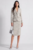 Robe de travail à carreaux à revers crancés gris-bleu