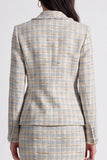Robe de travail à carreaux à revers crancés gris-bleu