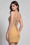 Corset doré bodycon chiffon court court froncé avec paillettes