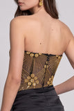 Corset noir doré transparent sans bretelles body-con, robe courte cocktail avec perles