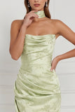 Robe de demoiselle d’honneur Maxi à motif froncé vert menthe
