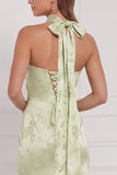 Robe de demoiselle d’honneur Maxi à motif froncé vert menthe