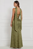 Robe de demoiselle d’honneur Maxi bustier, bustière, à motifs olive, fête latérale