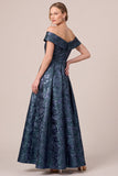 Robe marine asymétrique à l’épaule décalée, ligne en A à volants Man of the Big, robe de la mère de la mariée