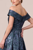Robe marine asymétrique à l’épaule décalée, ligne en A à volants Man of the Big, robe de la mère de la mariée