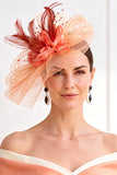Chapeau fascinator en tissu 3D en tissu Sinamay Mesh Loops en tissu 3D en plumes en dentelle avec perles