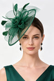 Chapeau fascinator en filet de crinoline de champagne avec plumes