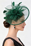 Chapeau fascinator en filet de crinoline de champagne avec plumes
