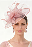 Chapeau fascinator en filet de crinoline de champagne avec plumes