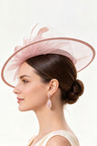 Chapeau fascinator en filet de crinoline de champagne avec plumes