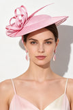Rubans crinolines roses à boucles Fascinator avec plumes