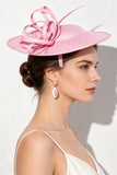 Rubans crinolines roses à boucles Fascinator avec plumes