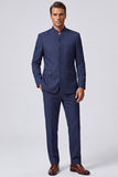 Costume de bal bleu marine deux pièces à col mandarin