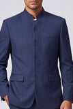 Costume de bal bleu marine deux pièces à col mandarin