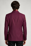Blazer de bal masculin à boutons simples fleuris bourgogne à revers cranté