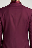 Blazer de bal masculin à boutons simples fleuris bourgogne à revers cranté