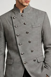 Blazer de bal double boutonnage à col gris pour hommes