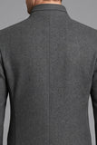 Blazer de bal pour hommes à simple boutonnage gris à col droit