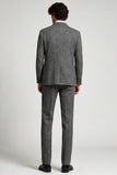 Costumes de bal 3 pièces gris simple boutonnage à revers Peak pour hommes