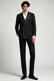 Costumes de bal Peak Double Piece noirs double boutonnage en double boutonnage pour hommes de bal